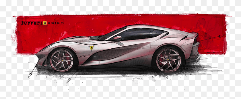 922x339 Ferrari 812 Superfast Design Super Fast Sports Car Design Sketches, Car, Vehicle, Transportation HD PNG Download