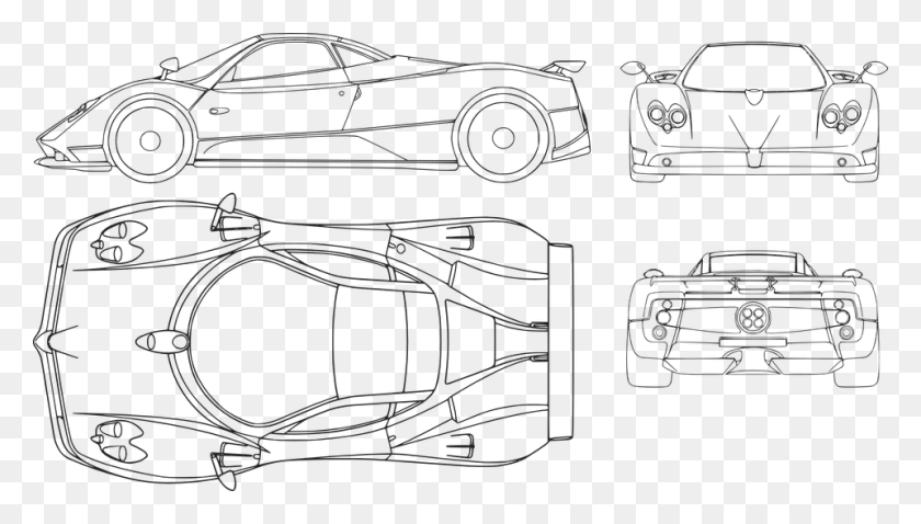960x515 Ferrari Clipart Car Line Pagani Zonda Blueprints, Bomb, Weapon, Weaponry HD PNG Download