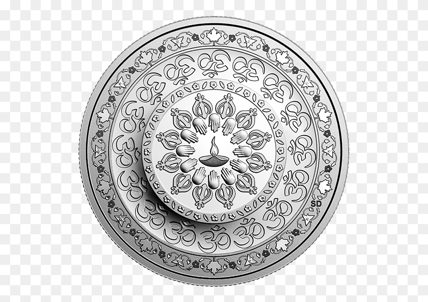 533x533 Festival Of Lights Diwali Silver Coin, Rug, Doodle HD PNG Download