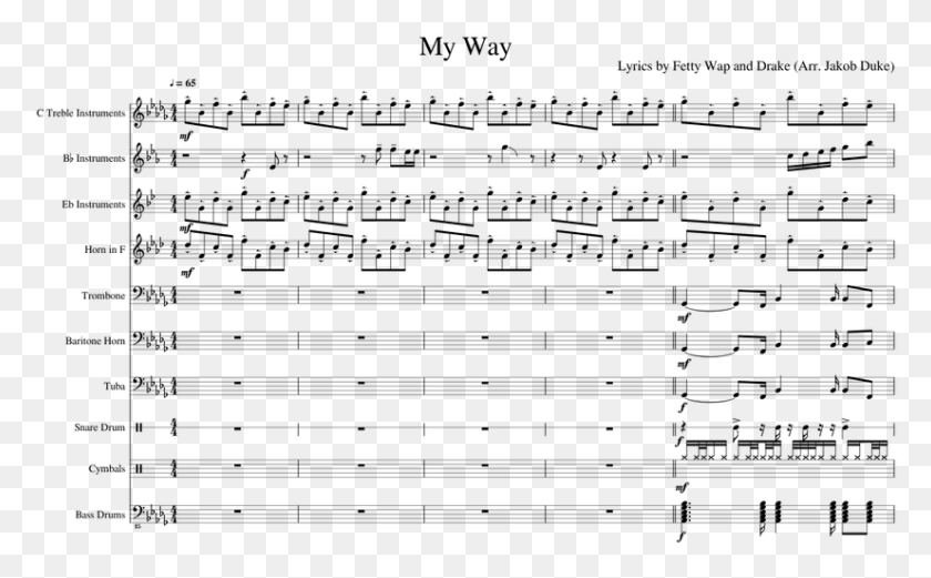 826x489 Fetty Wap Sheet Music For Flute Trumpet Alto Saxophone Sheet Music, Gray, World Of Warcraft HD PNG Download