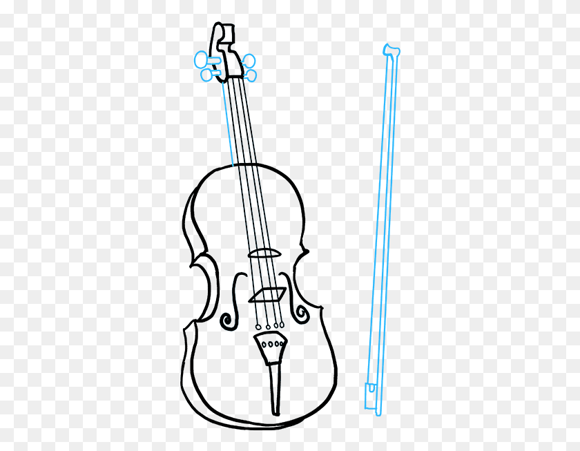 320x593 Fiddle Drawing Clipart Black Draw A Violin Step By Step, Leisure Activities, Guitar, Musical Instrument HD PNG Download