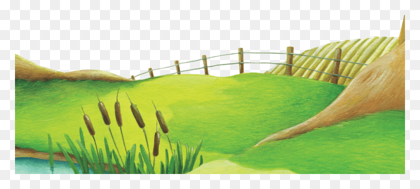 2550x1042 Field Painting, Grass, Plant HD PNG Download