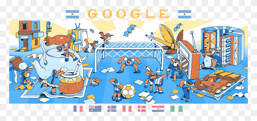 1158x500 Fifa World Cup 2018 Google Doodle, Poster, Advertisement, Comics Descargar Hd Png