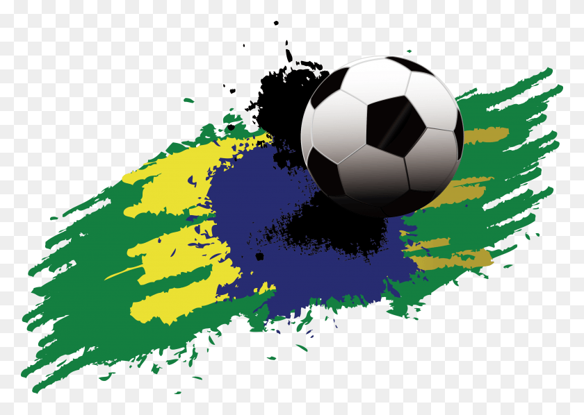 3343x2310 Fifa World Cup Football Player Clip Art Brazil Colors Soccer Ball, Ball, Soccer, Football HD PNG Download