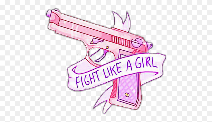 479x424 Fightlikeagirl Gun Pistol Banner Cute Tumblr Aesthetic Fight Like A Girl, Weapon, Weaponry, Handgun HD PNG Download