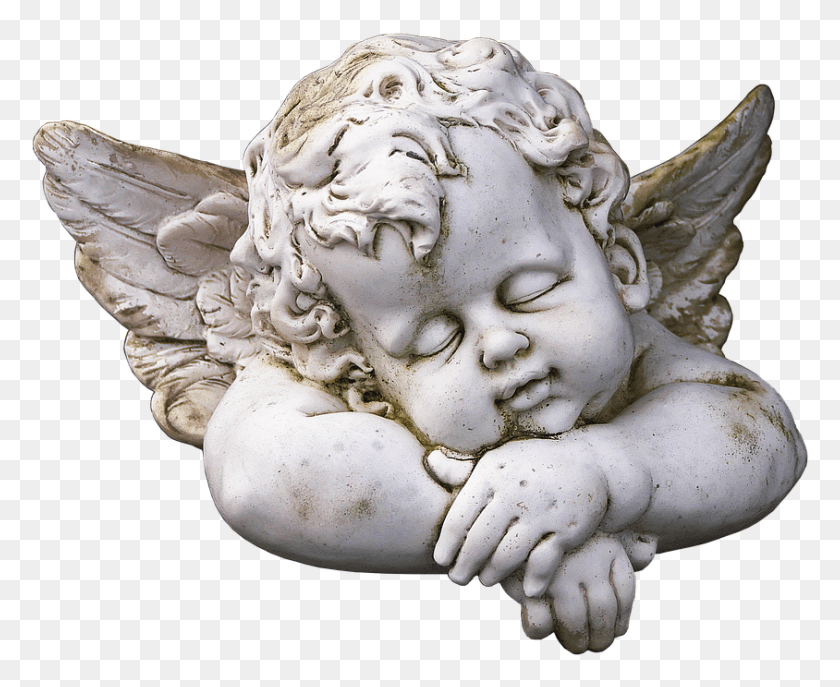 844x679 Figure Angel Cherub Sleeping Ceramic Weathered Cherub Sleeping, Sculpture, Statue HD PNG Download