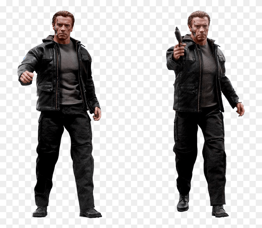 736x671 Figure Terminator Genisys T 800 Isolated Hot Toys Terminator Genisys, Clothing, Apparel, Jacket HD PNG Download