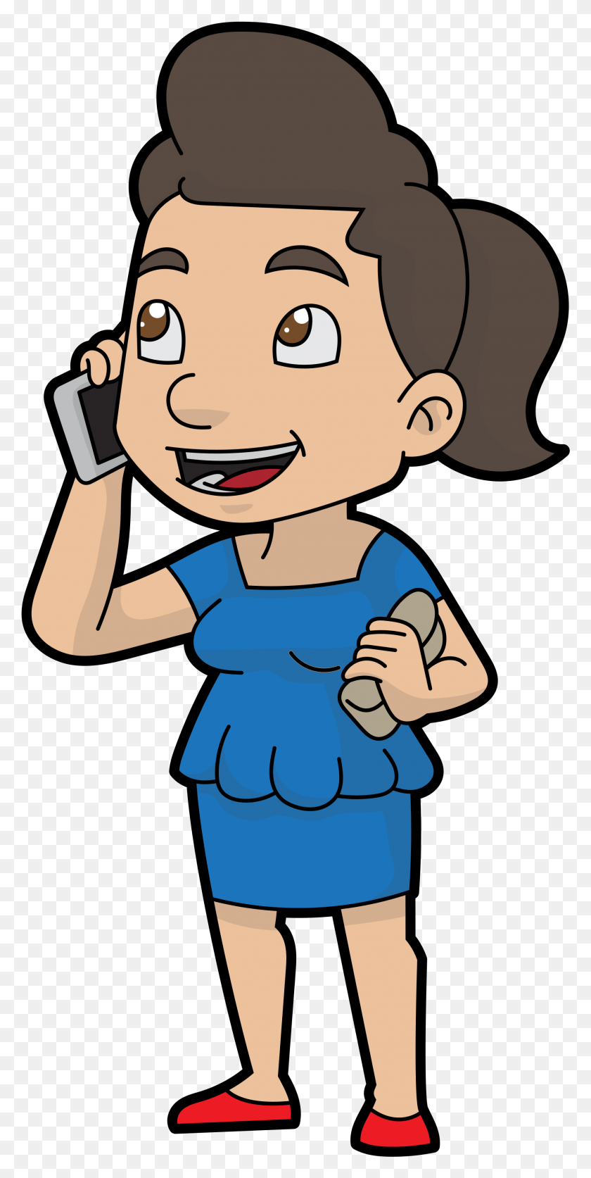 1827x3779 File A Businesswoman Chatting On The Phone Cartoon, Person, Human, Female HD PNG Download