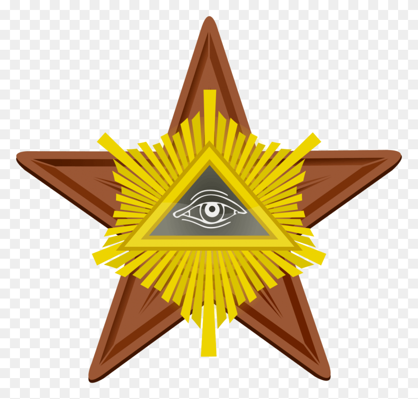 1075x1024 Descargar Png File Barnstar Illuminati Svg Illuminati Svg, Símbolo, Símbolo De Estrella, Logo Hd Png