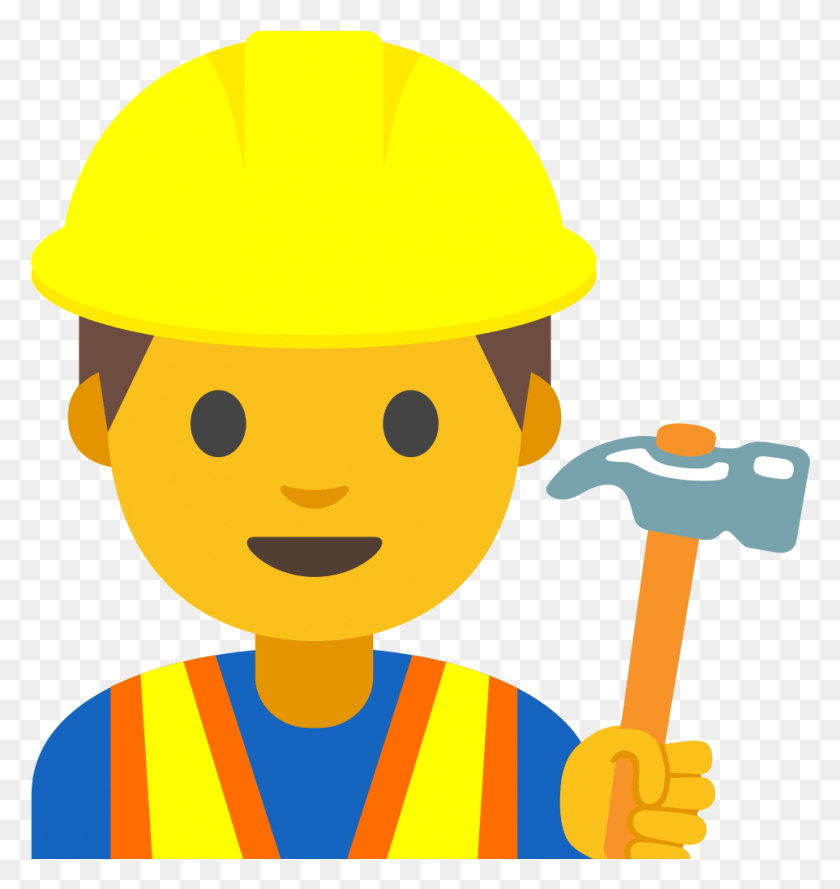 962x1023 File Emoji U1f477 Svg Emoji Constructor Construction Worker Emoji, Hardhat, Helmet, Clothing HD PNG Download