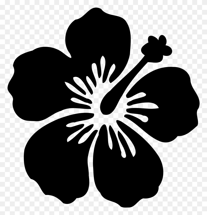 1874x1959 File Flower01 Svg Hibiscus Silhouette, Gray, World Of Warcraft HD PNG Download