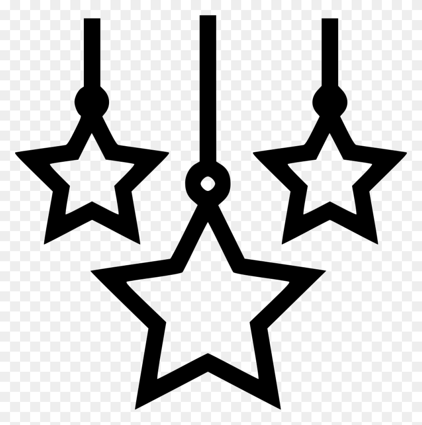 980x988 File Hanging Stars Clipart Black And White, Symbol, Star Symbol, Wand HD PNG Download