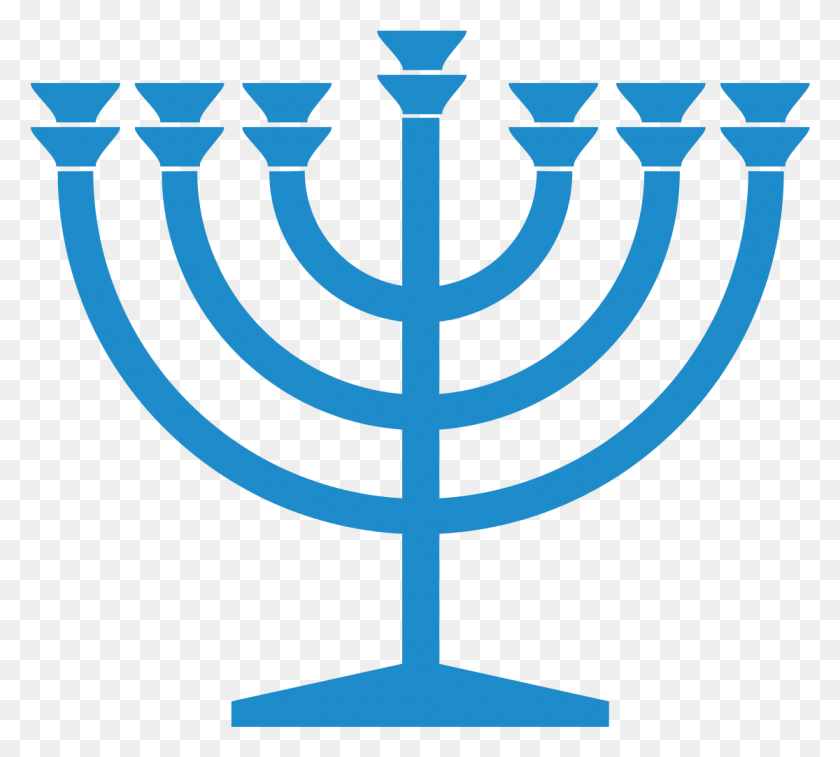 1115x997 File Menorah Blue Svg Jewish Symbols Menorah, Cross, Symbol, Railing HD PNG Download