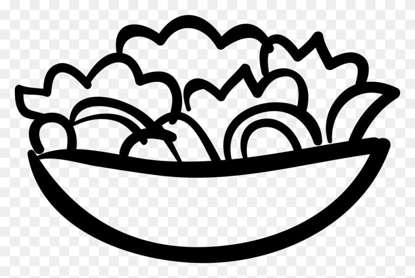 980x634 File Salad Clipart Black And White, Stencil, Bowl, Food HD PNG Download