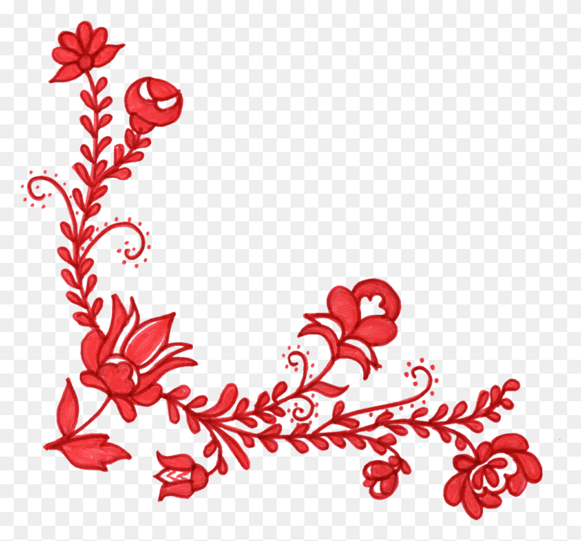 1024x948 Descargar Png / Adorno De Flor Roja, Gráficos, Diseño Floral Hd Png
