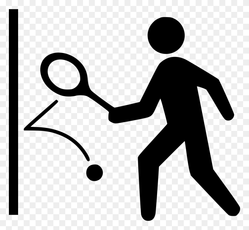 980x896 File Stick Figure Playing Tennis, Person, Stencil, Sport Descargar Hd Png
