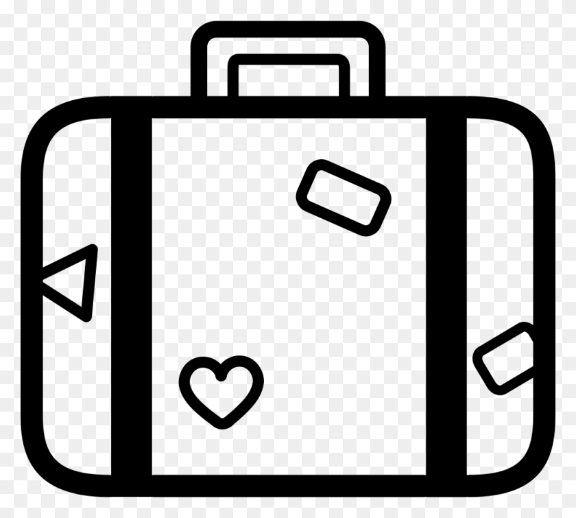 980x874 File Suitcase Koper Clipart Black And White, Briefcase, Bag, Stencil HD PNG Download