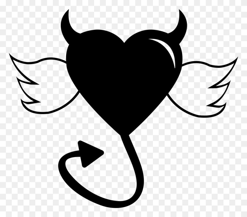 980x854 File Svg Angel With A Devil Tail, Stencil, Mustache HD PNG Download