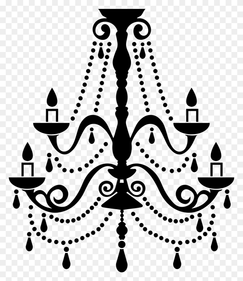 838x981 File Svg Chandelier Silhouette Clip Art, Stencil, Candle, Lamp HD PNG Download