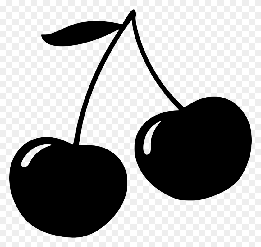 980x924 File Svg Cherry Icon Black And White, Plant, Fruit, Food HD PNG Download