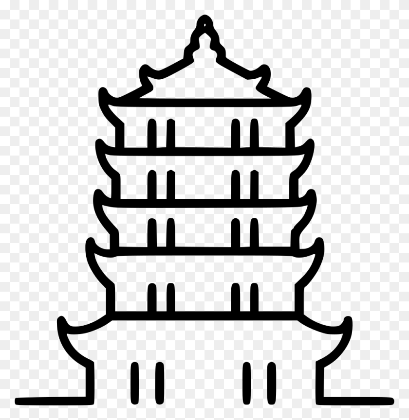 950x980 File Svg Chinese Tower Clipart, Stencil, Text HD PNG Download