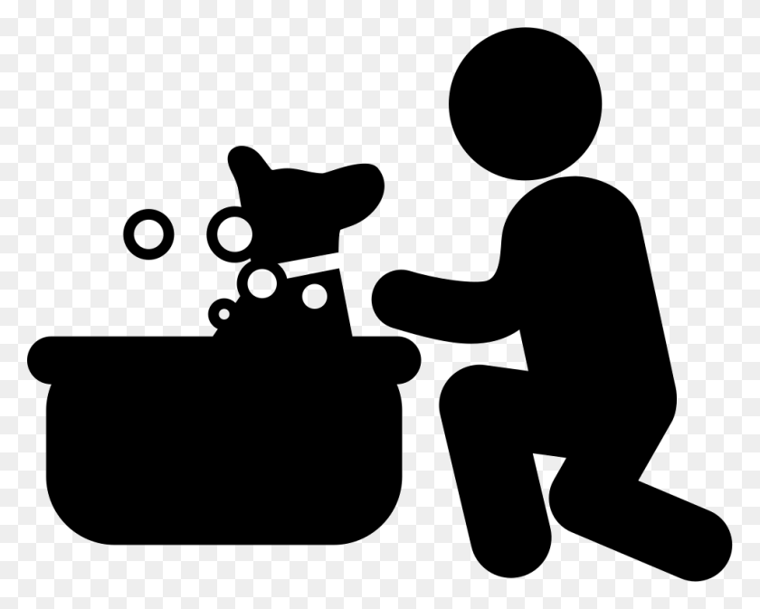 981x772 File Svg Dog Bath Icon, Person, Human, Kneeling HD PNG Download