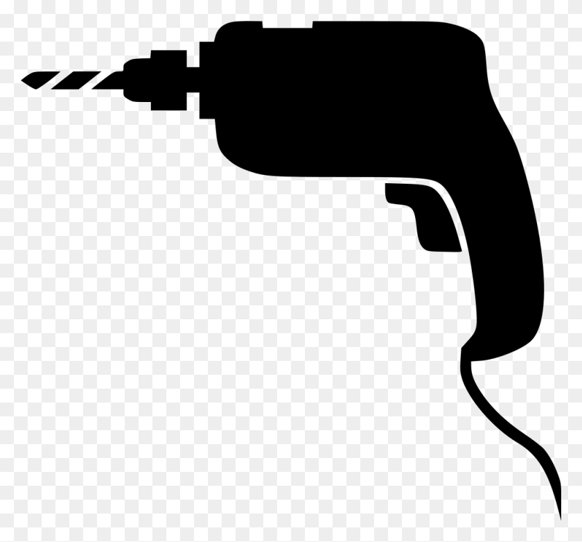 980x906 File Svg Drills Icon In White, Power Drill, Tool, Blow Dryer HD PNG Download