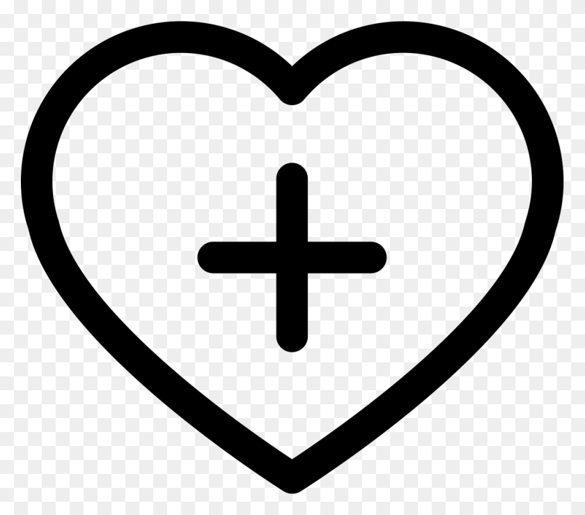 981x854 File Svg Heart With Plus Sign, Symbol, Cross, Stencil HD PNG Download