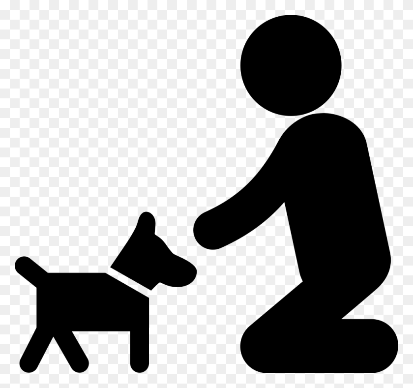 980x916 Descargar Png File Svg Human And Dog Icon, Persona Arrodillado Hd Png