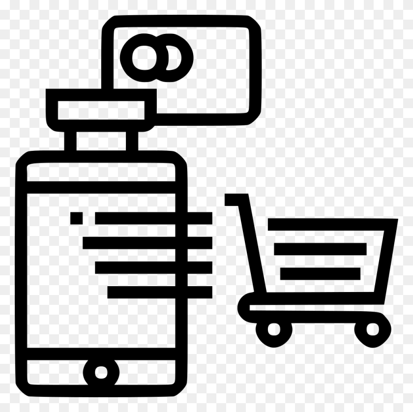980x978 File Svg Mobile Pos Icon, Shopping Cart, Stencil, Electronics HD PNG Download