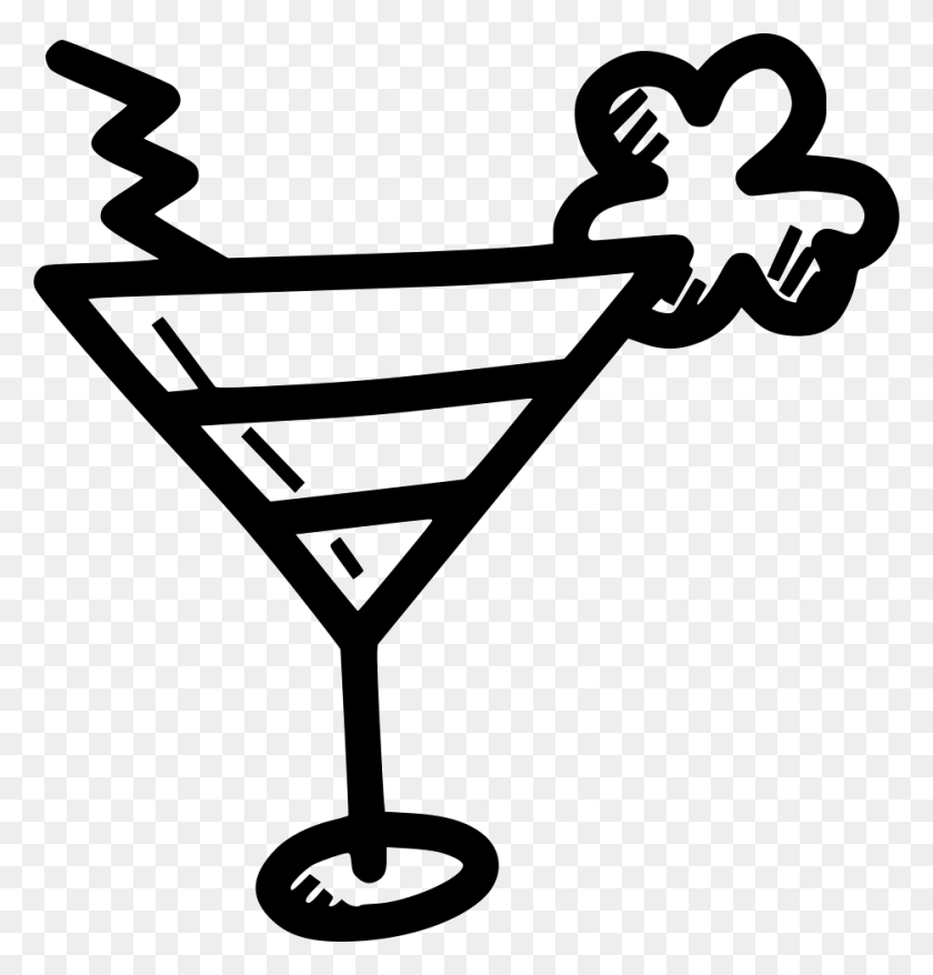 934x980 File Svg Mocktail Black And White, Triangle, Cocktail, Alcohol HD PNG Download