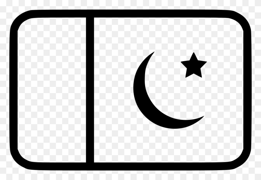 980x654 Файл Svg Флаг Пакистана Черно-Белый, Символ, Звездный Символ, Трафарет Png Скачать