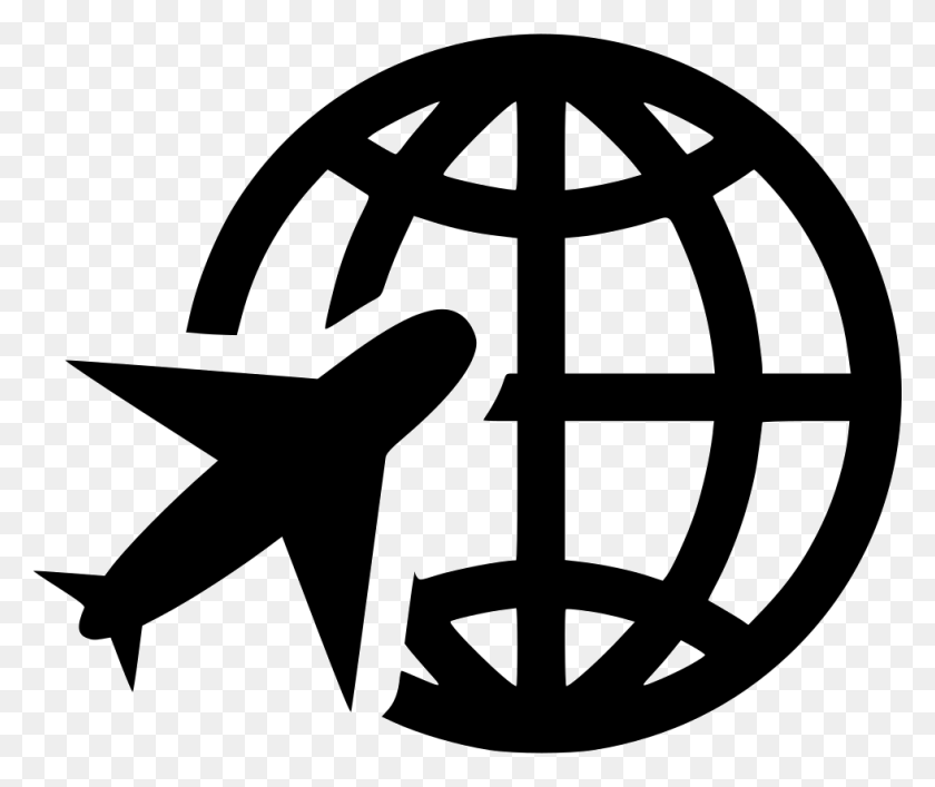 980x814 File Svg Plane Globe Icon, Stencil, Symbol, Star Symbol HD PNG Download