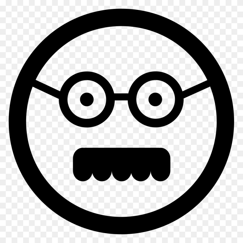 981x980 File Svg Smiley Face Black And White With Mustache, Label, Text, Stencil HD PNG Download
