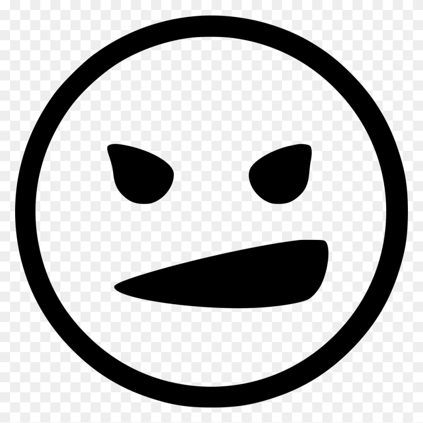 980x982 File Svg Straight Face Emoji Black And White, Stencil, Disk, Mask HD PNG Download