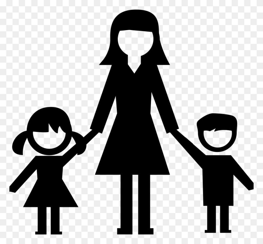 980x904 Descargar Png / Archivo Svg Mujeres Y Niños Icono, Mano, Familia, Stencil Hd Png