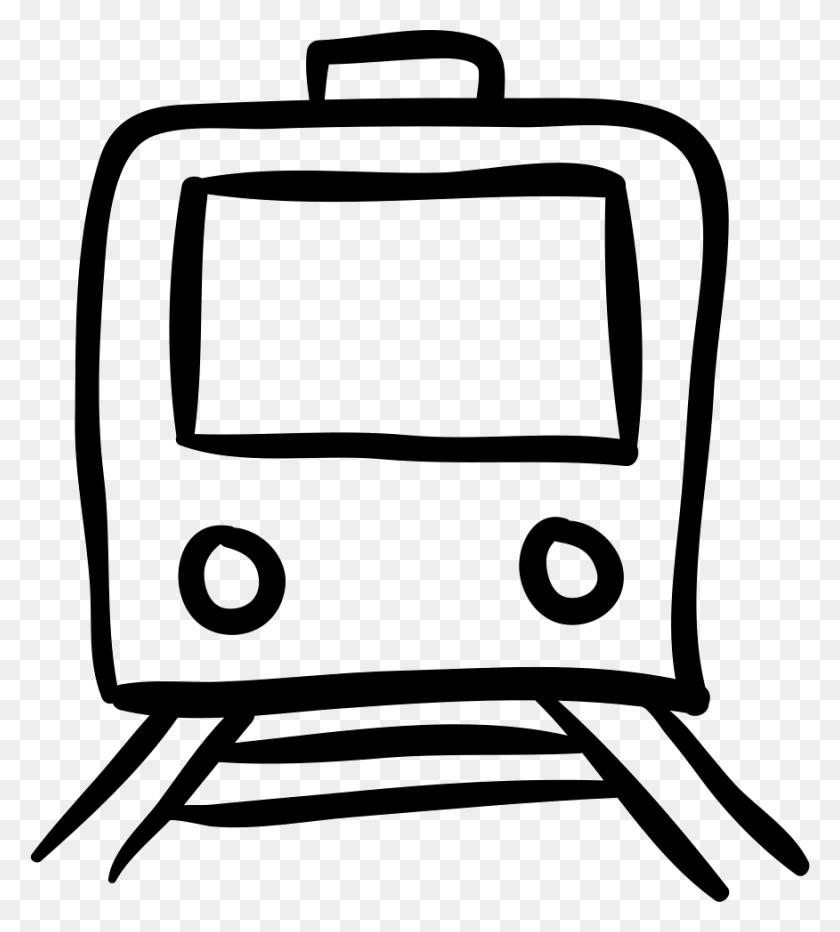 876x980 File Train Hand Drawn, Stencil, Bag HD PNG Download