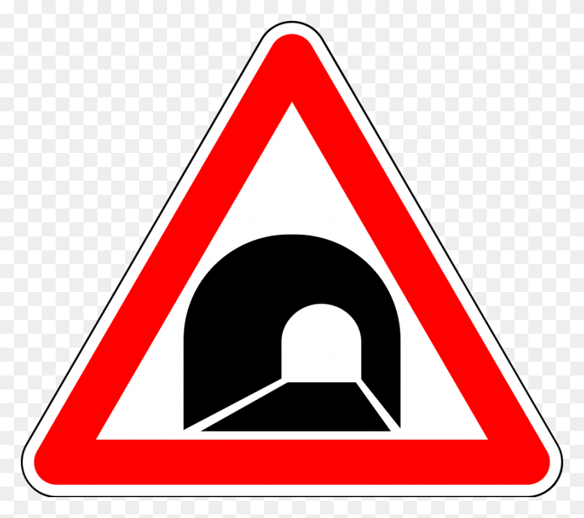 874x768 File Ua 1 9 Warning Tunnel Svg Tunel Vektor, Symbol, Sign, Road Sign HD PNG Download