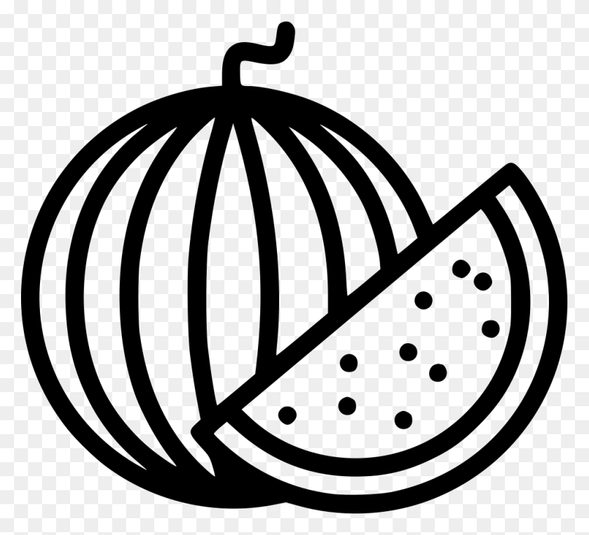 981x886 File Watermelon Black And White, Plant, Fruit, Food HD PNG Download