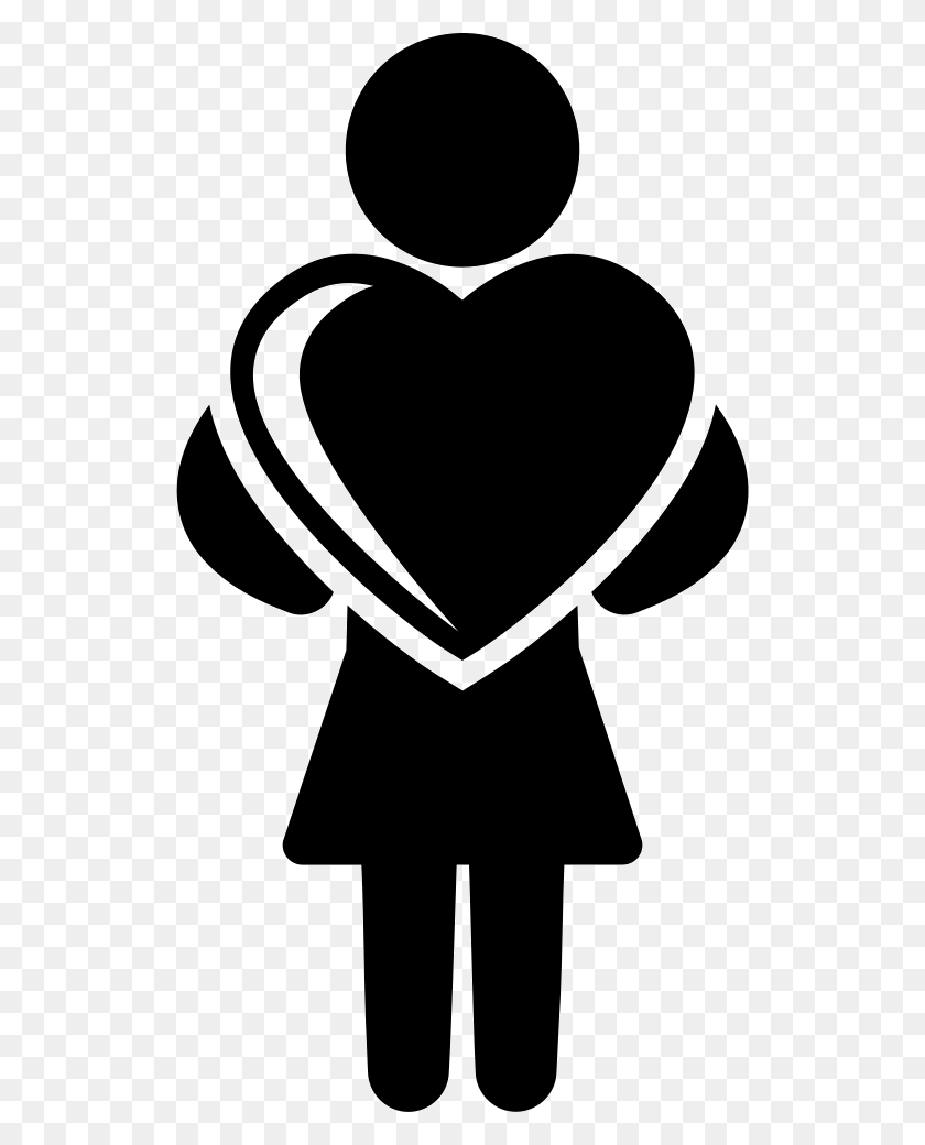 520x980 File Woman Heart Icon, Stencil, Hand, Heart HD PNG Download