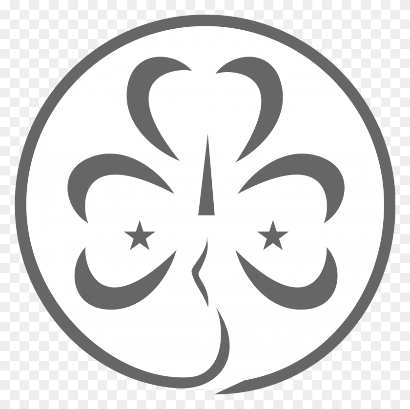 2000x2000 Filewikiproject Scouting Trefoil Greyscale Wagggs Logo Black And White, Symbol, Stencil, Trademark Hd Png Скачать