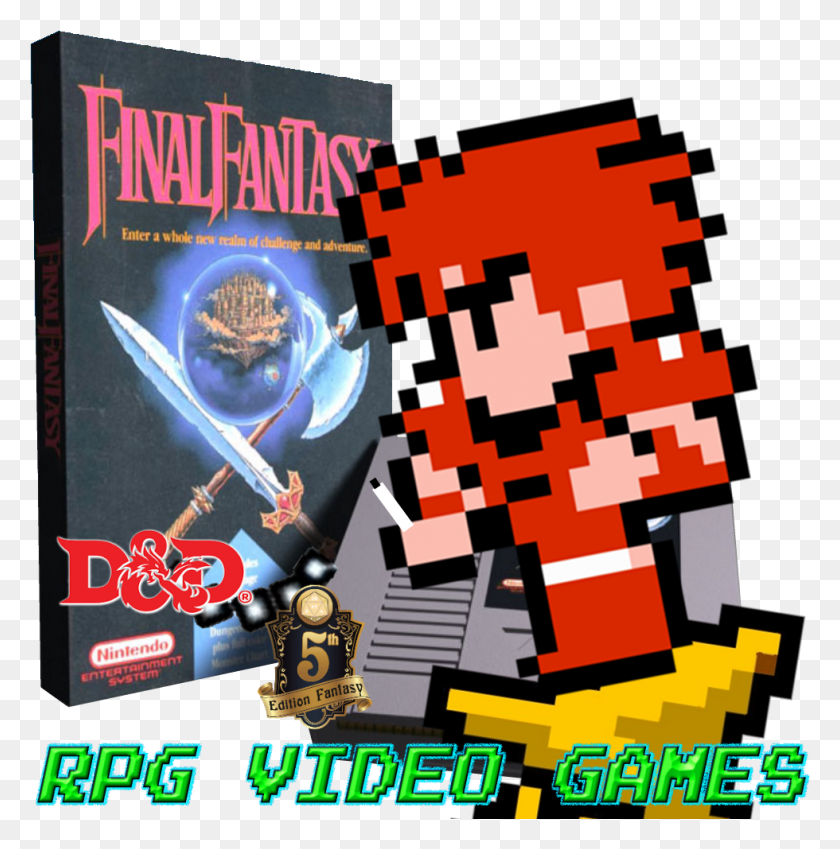 980x992 Final Fantasy Dampd 5E Fighter, Плакат, Реклама, Pac Man Hd Png Скачать