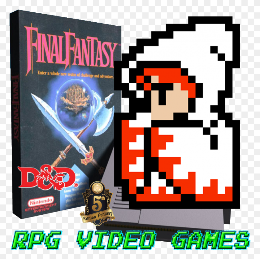 980x975 Final Fantasy Dampd 5e White Mage White Mage Final Fantasy 1 Sprite, Pac Man, Poster, Advertisement HD PNG Download