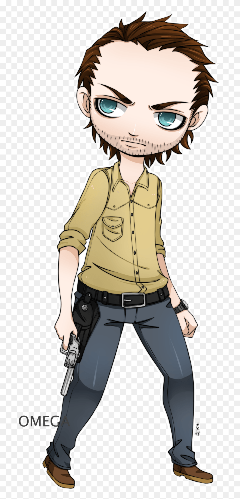 710x1684 Descargar Png / The Walking Dead Chibi Of Rick Grimes De Dibujos Animados, Ropa, Persona Hd Png