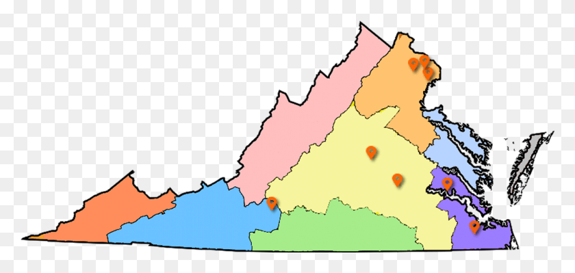 1101x479 Descargar Png / Mapa De Los Condados De Virginia Png
