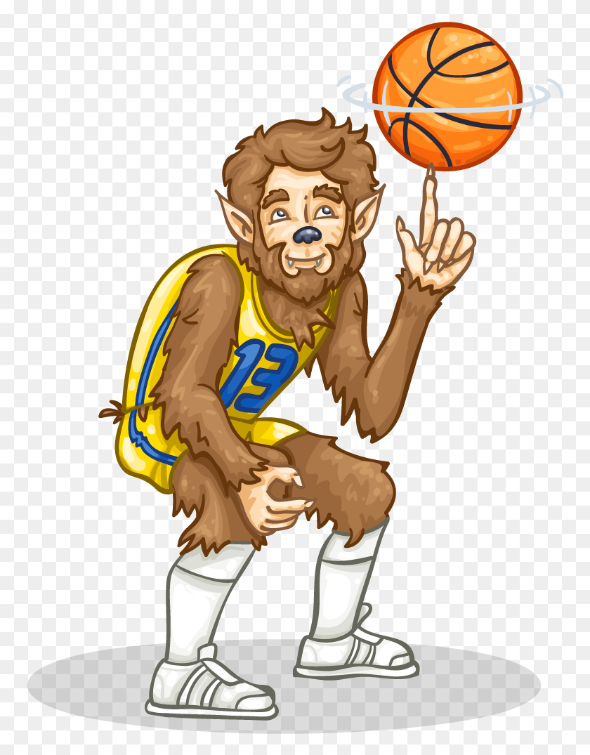 766x1015 Find Near Me Werewolf Playing Basketball Cartoon, Person, Human, People HD PNG Download