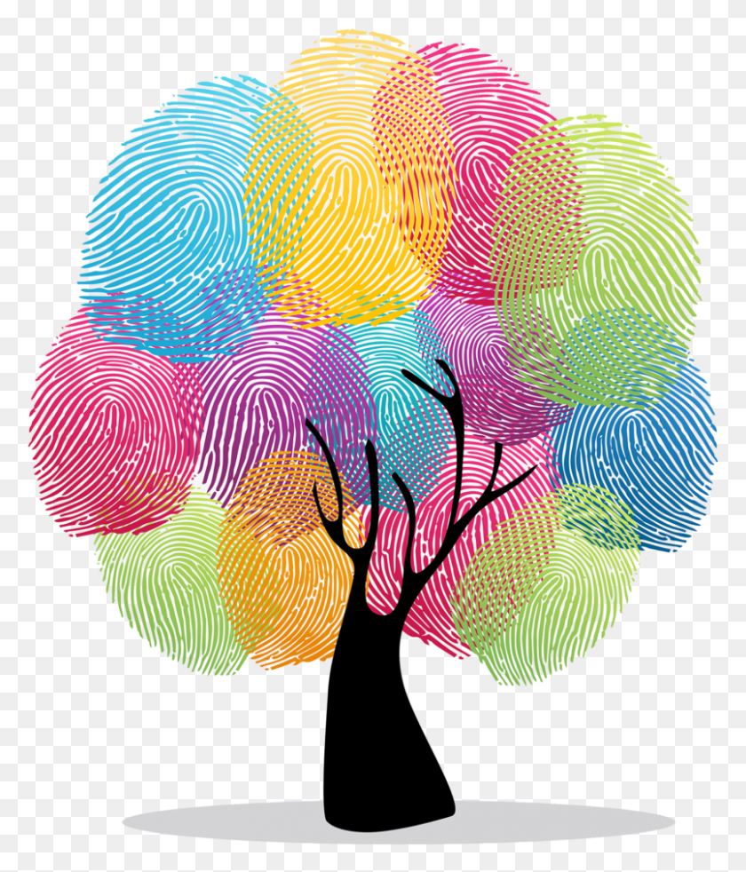 803x950 Дерево Отпечатков Пальцев Транс Разнообразие, Графика, Современное Искусство Hd Png Скачать