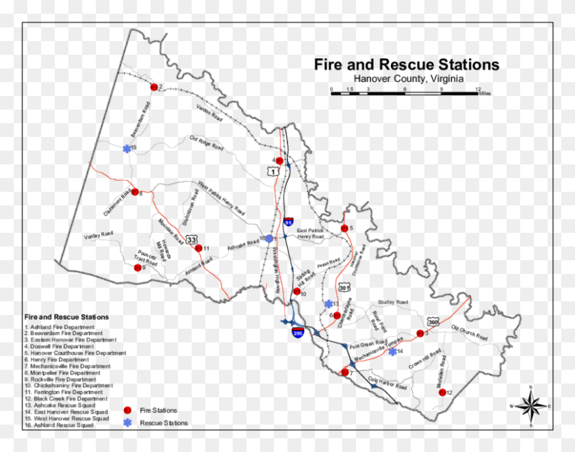 806x621 Fire And Rescue Stations In Hanover County Virginia Map, Plot, Diagram, Atlas HD PNG Download