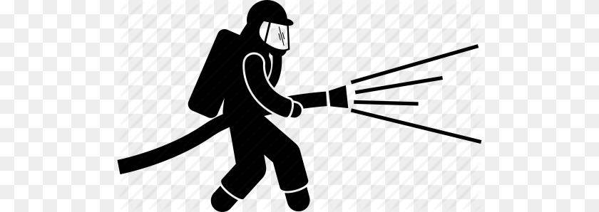 Firefighter Fireman Hose Rescue Spray Water Icon, Silhouette, Person, Walking Transparent PNG