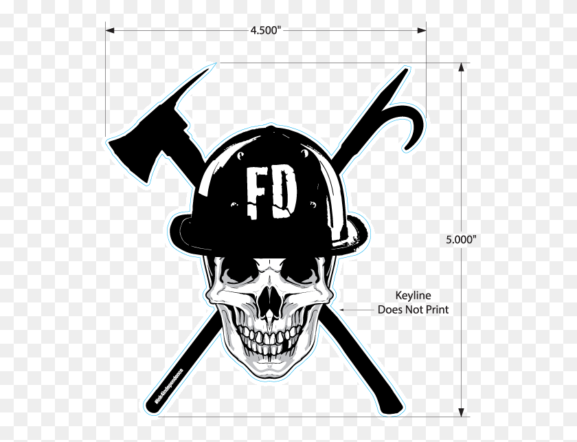 547x583 Firefighter Skull Decal Skull, Symbol, Emblem, Bow HD PNG Download